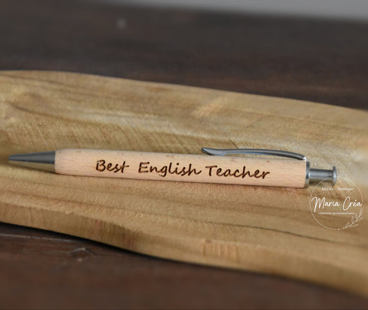 Stylo bille gravé  "Best English Teacher"