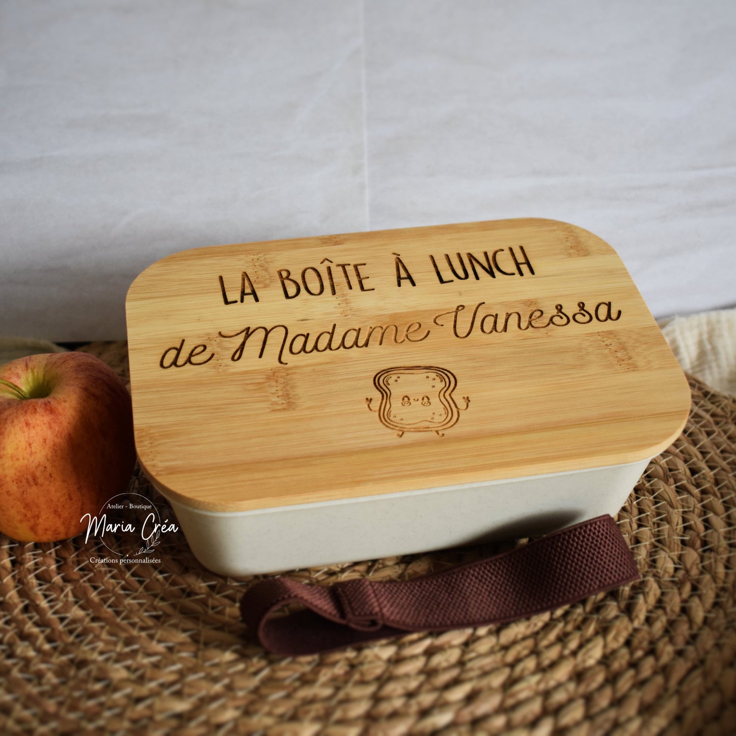 Boite à lunch couvercle en bois - à personnaliser