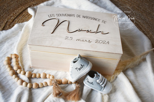 Boite souvenirs de naissance - Prénom en relief