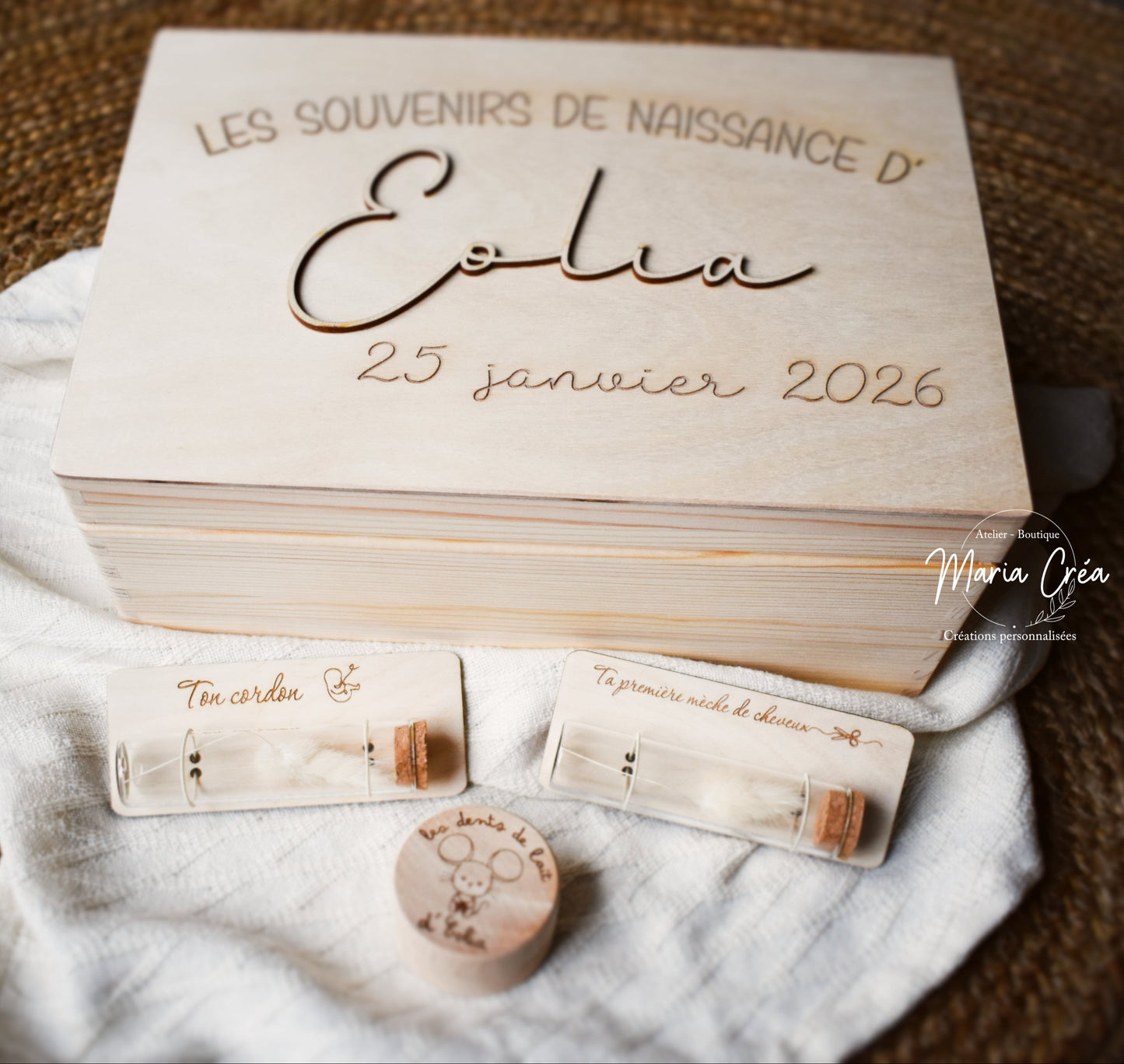 Boite souvenirs de naissance - Prénom en relief