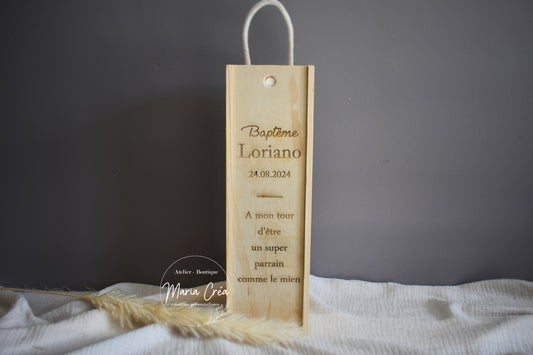 Coffret à bouteille de vin baptême