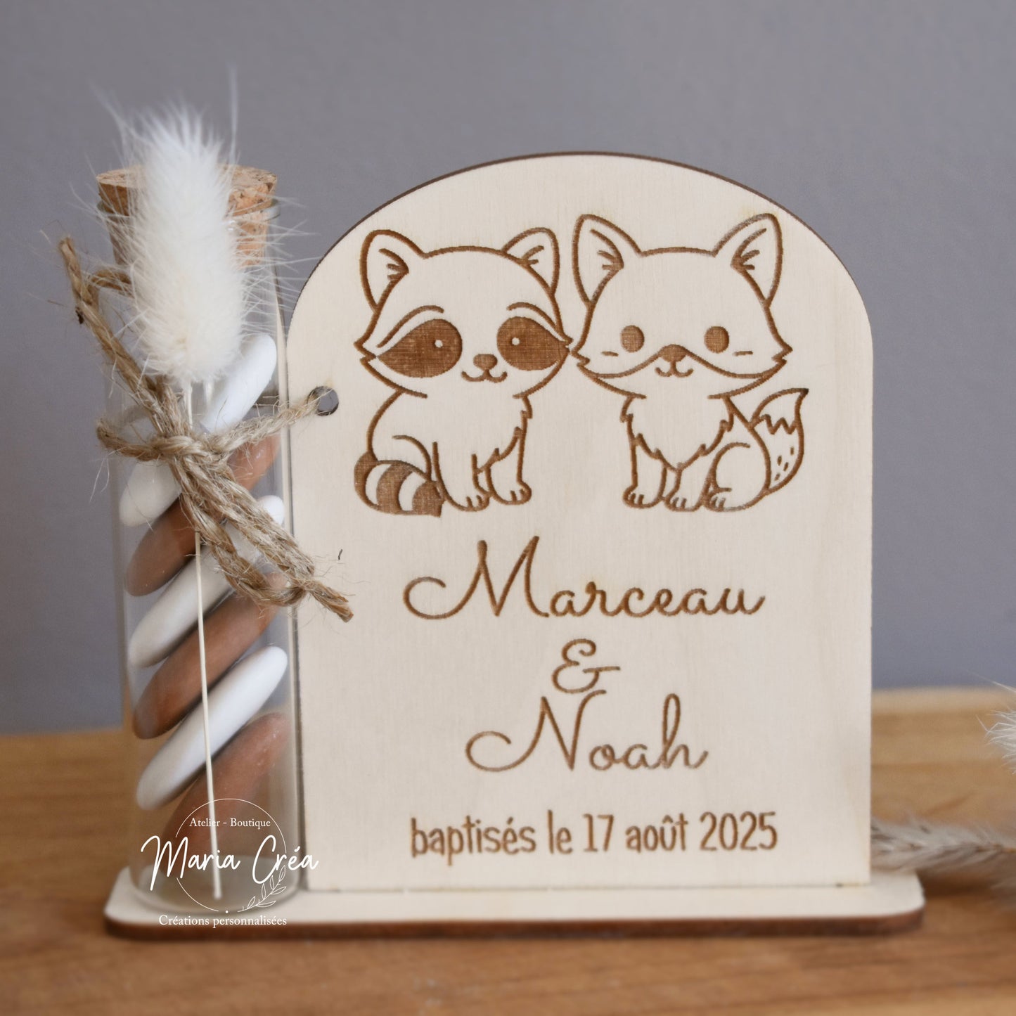 Figurine souvenir raton laveur et renard