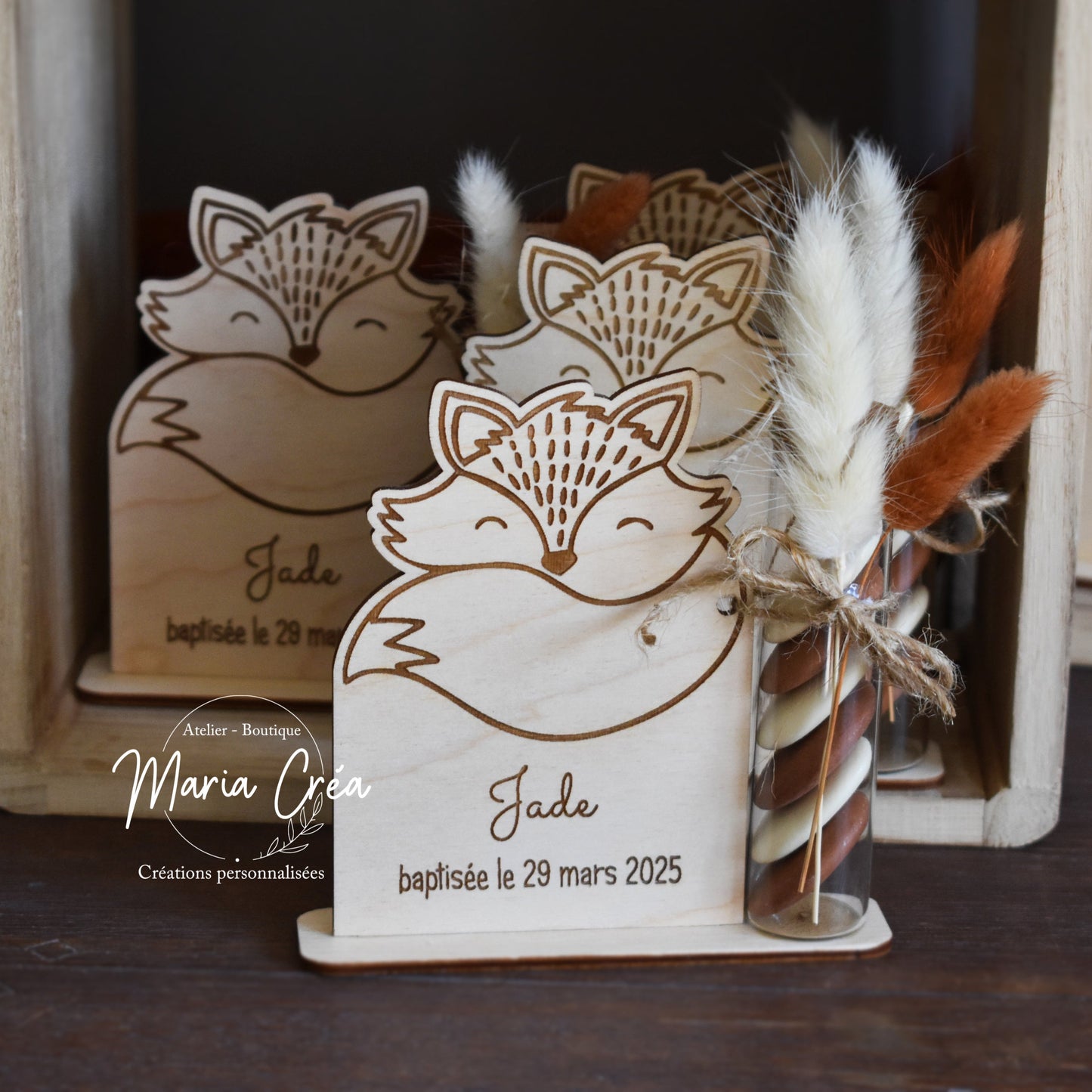 Figurine souvenir en bois renard
