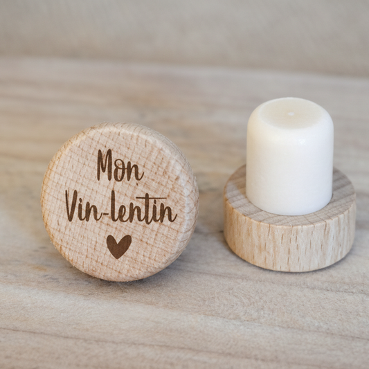 Bouchon de bouteille de vin "Mon VIN-lentin / Ma VIN-lentine"