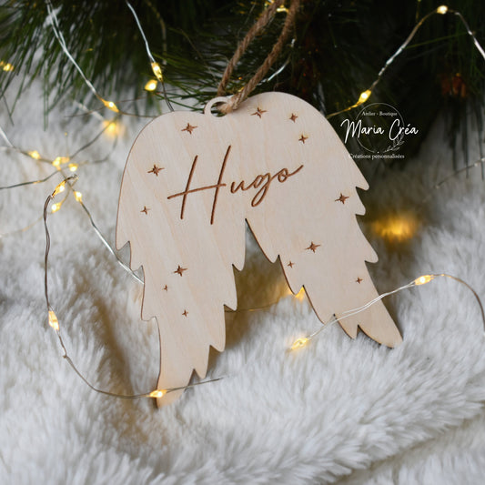 Boule de Noël bois - Ailes d'ange