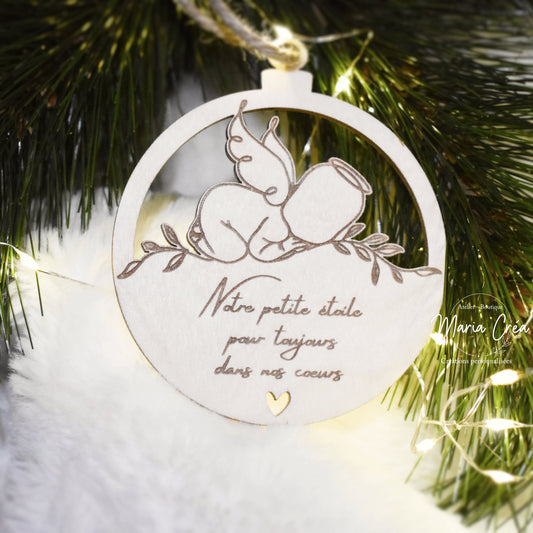 Boule de Noël bois - Bébé d'ange