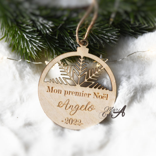 Boule de Noël bois - mon premier Noël