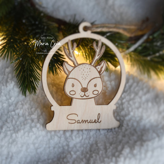 Boule de Noël bois - cerf
