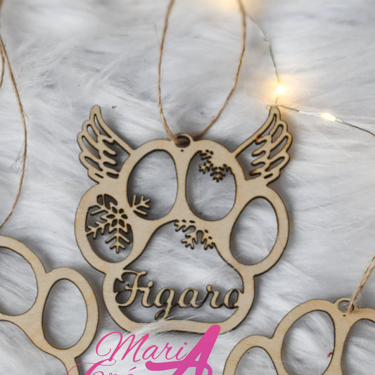 Boule de Noël bois - patte ailes