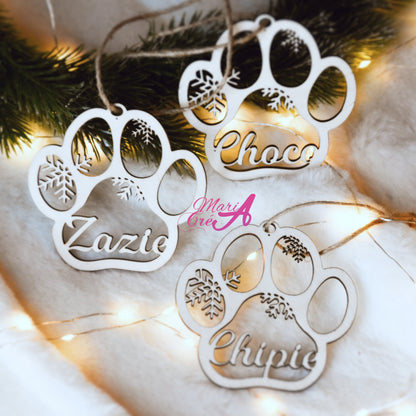 Boule de Noël bois - patte flocons