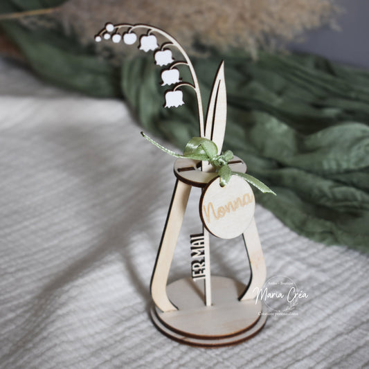 Support vase en bois décoratif muguet " 1er mai "