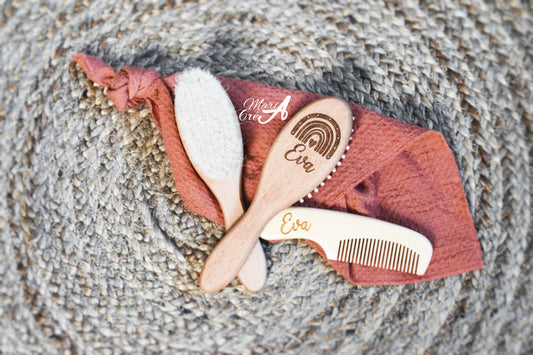 Set de brosse en bois arc-en-ciel