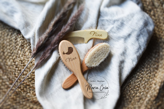 Set de brosse en bois oiseau