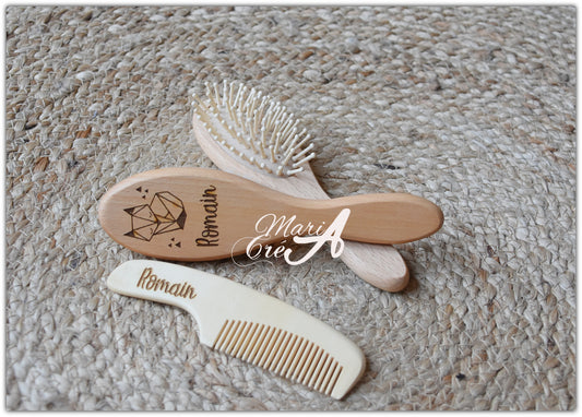 Set de brosse en bois renard géométrique