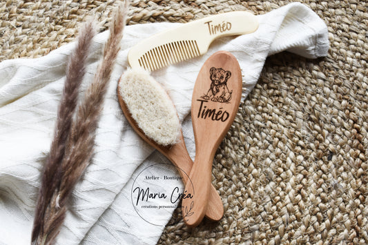 Set de brosse en bois lion