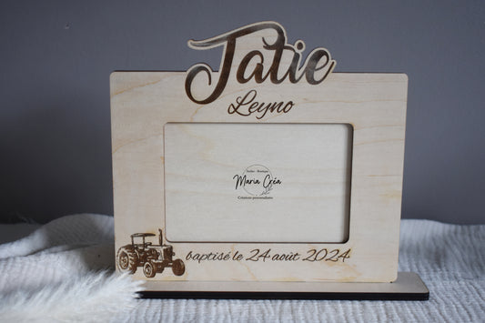 Cadre en bois - thème tracteur