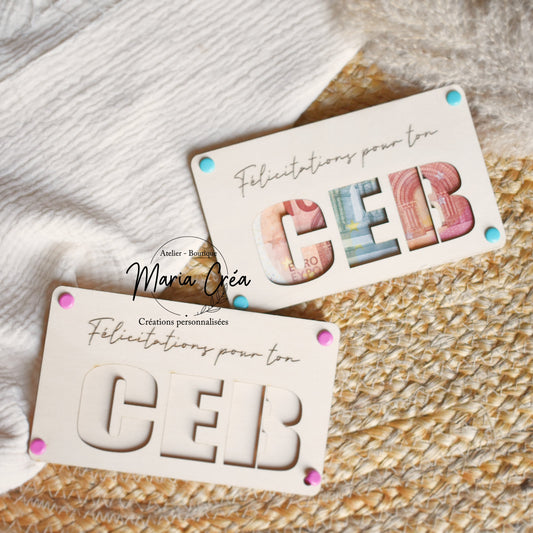 Porte billet "Félicitations pour ton CEB"