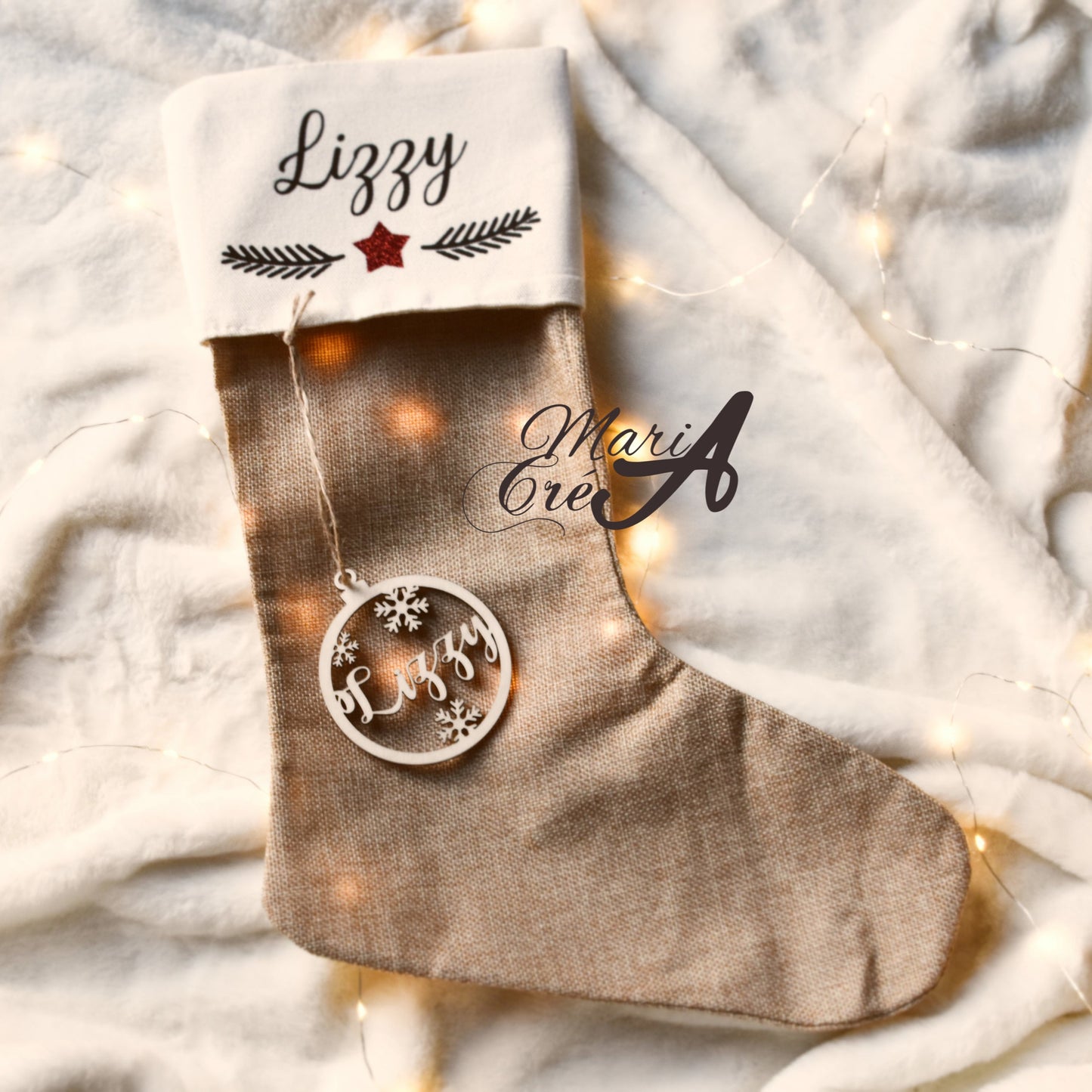 Chaussette de Noël en jute - Etoile