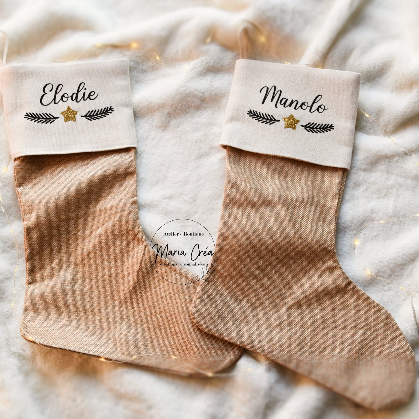 Chaussette de Noël en jute - Etoile