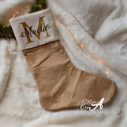 Chaussette de Noël en jute - Initiale