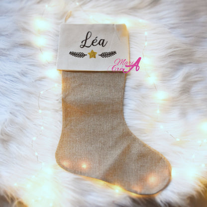 Chaussette de Noël en jute - Etoile