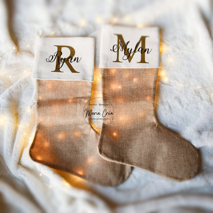 Chaussette de Noël en jute - Initiale