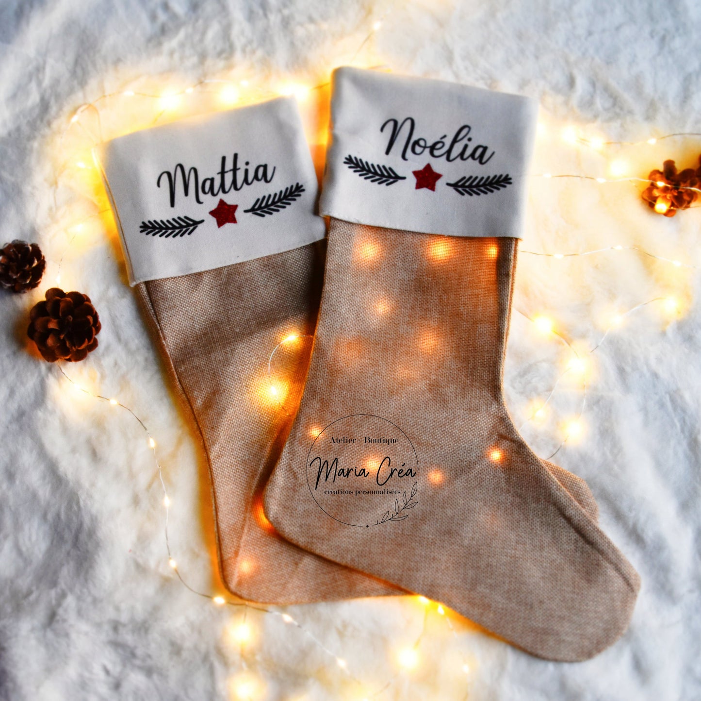 Chaussette de Noël en jute - Etoile