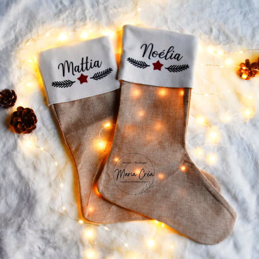 Chaussette de Noël en jute - Etoile