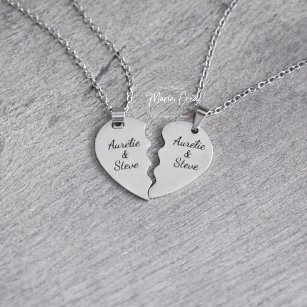 Colliers avec pendentifs demi-coeurs