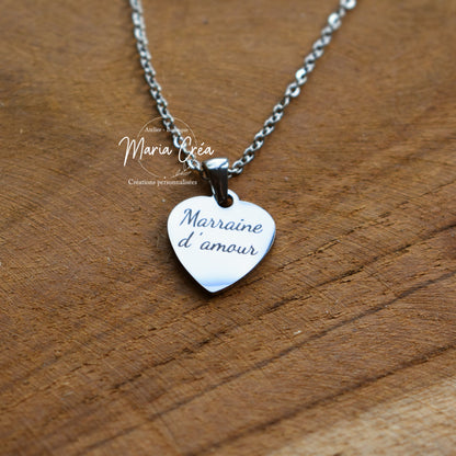 Collier avec pendentif cœur - " .... d'amour"