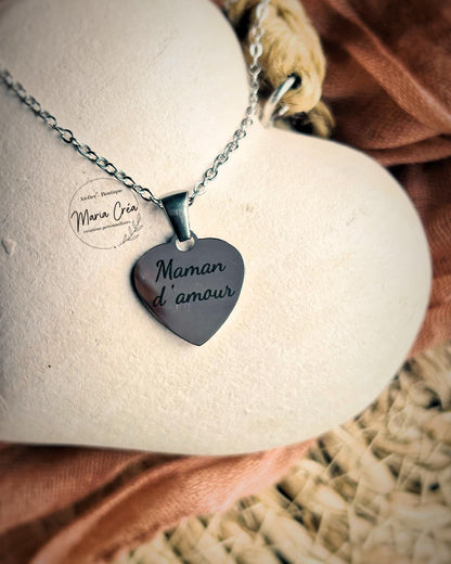Collier avec pendentif coeur  - " .... d'amour"