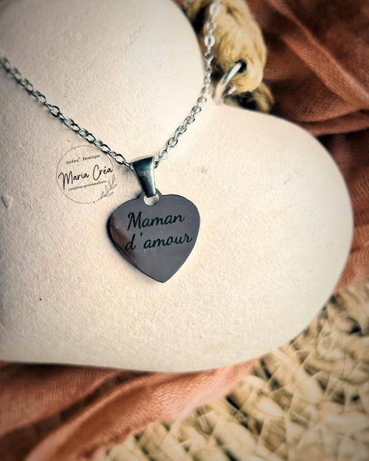 Collier avec pendentif coeur  - " .... d'amour"
