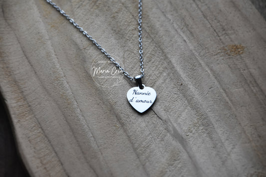 Collier avec pendentif coeur  - " .... d'amour"