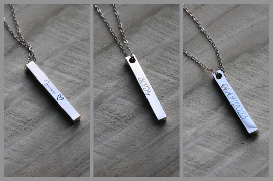 Collier avec pendentif barette - informations de naissance