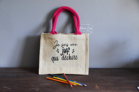 Sac en toile de jute "Je suis une ... qui déchire"
