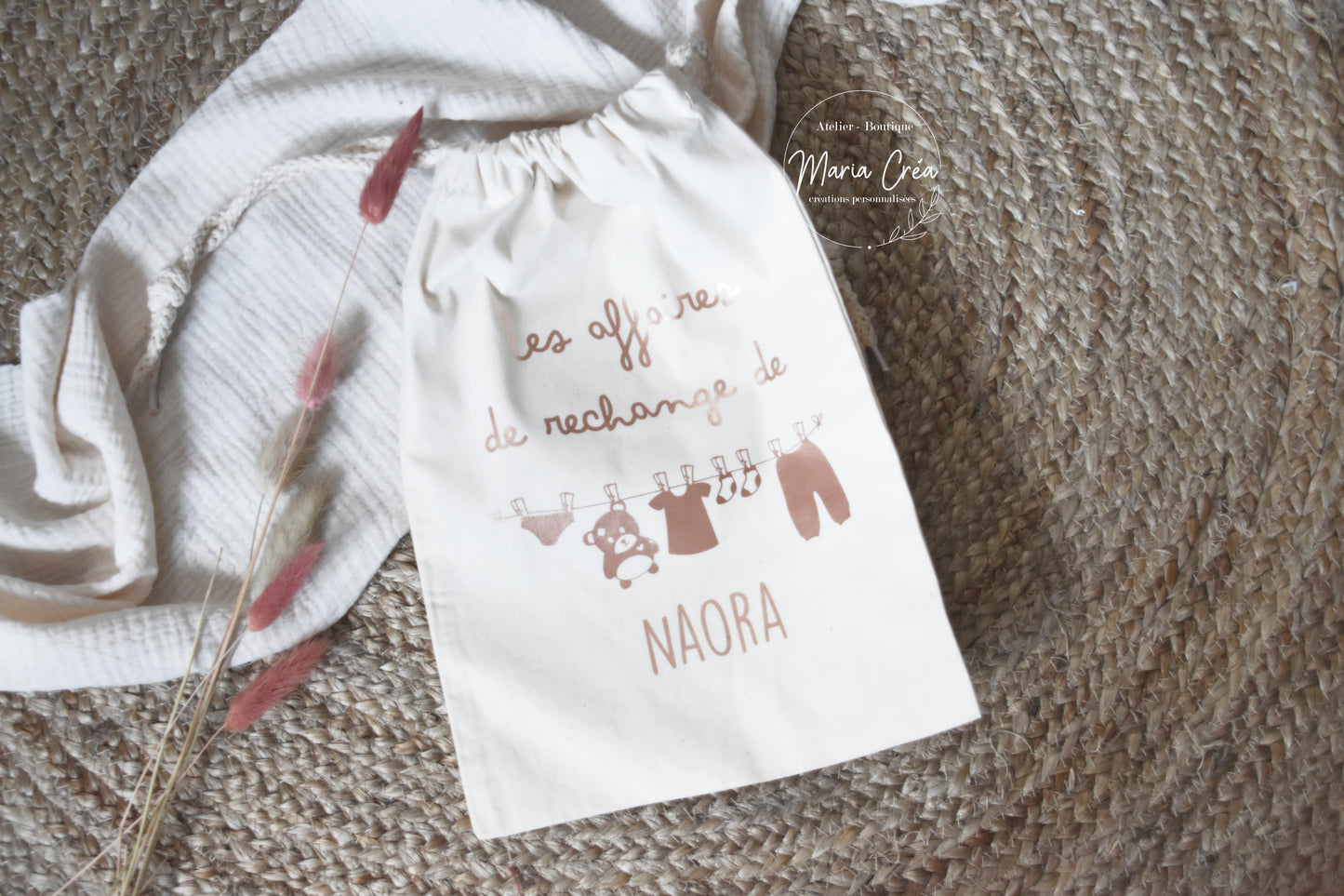 Sac affaires de rechange - Petits linges sur le fil
