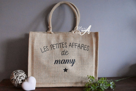 Sac en toile de jute "Les petites affaires de ..."