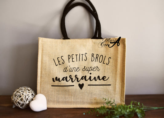Sac en toile de jute "Les petits brols d'une super ..."