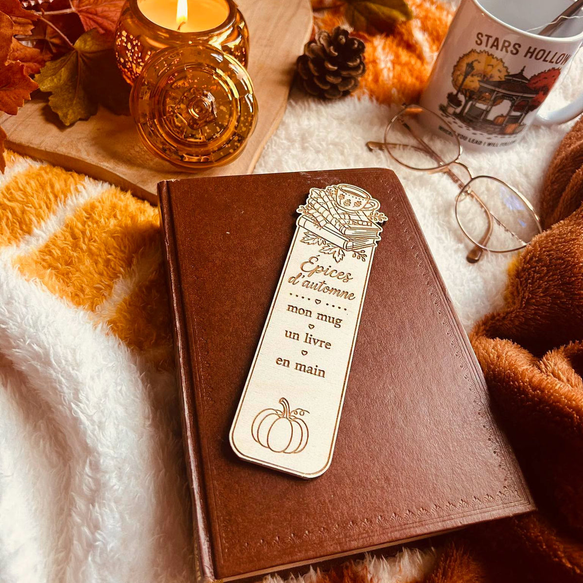 Marque-page en bois – Epices d'automne