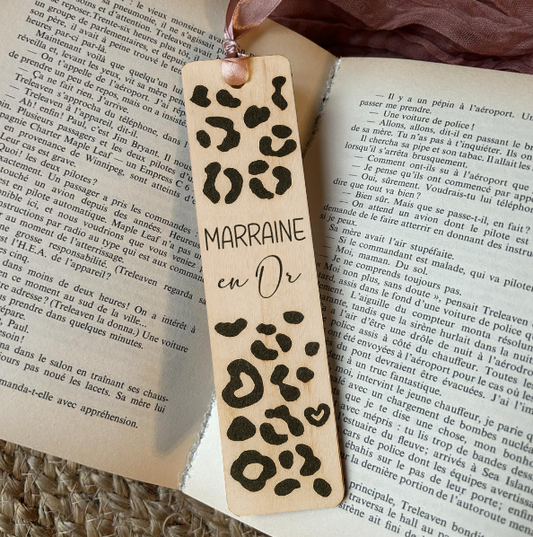 Marque page léopard - en Or