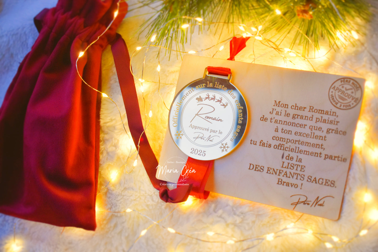 Médaille enfant sage avec la carte du Père Noël