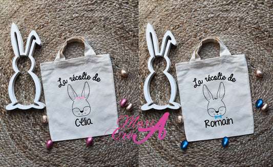 Tote bag Pâques lapin noeud