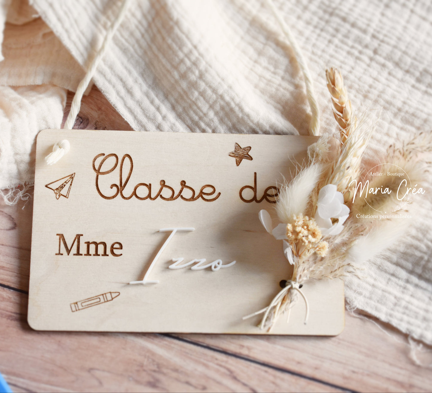 Plaque de porte en bois personnalisée