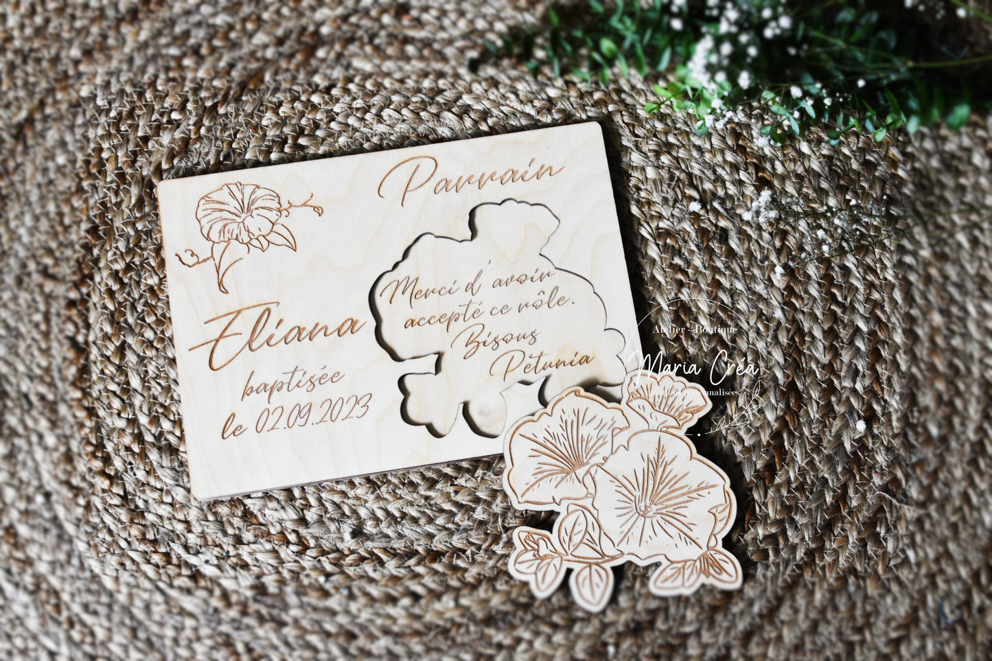 Plaque remerciement - pétunia