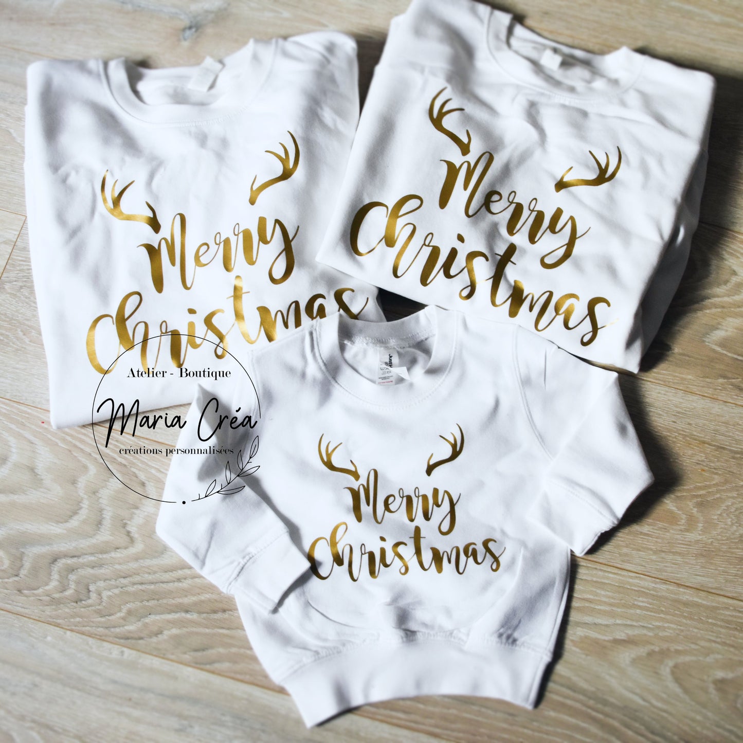 Pull de Noël personnalisé avec prénom et bois de cerf - Adulte