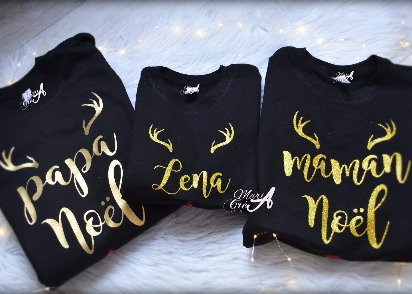 Pull de Noël personnalisé avec prénom et bois de cerf - Adulte