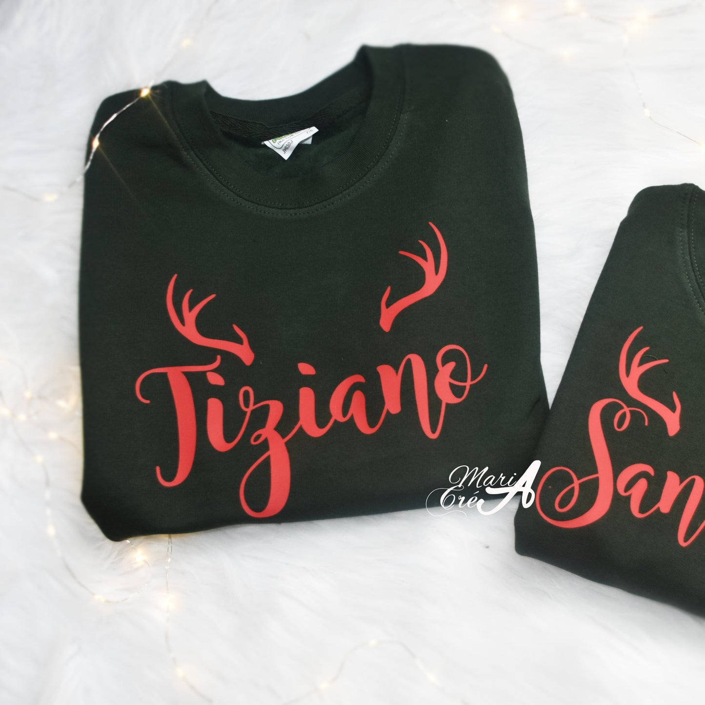 Pull de Noël personnalisé avec prénom et bois de cerf - Adulte