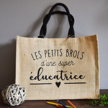 Sac en toile de jute "Les petits brols d'une super ..."