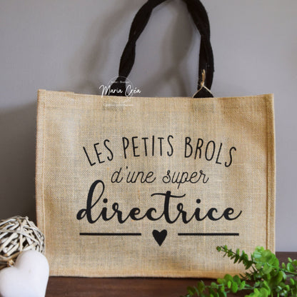 Sac en toile de jute "Les petits brols d'une super ..."