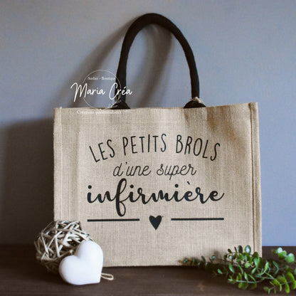 Sac en toile de jute "Les petits brols d'une super ..."